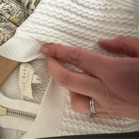 Ted Baker White and Hunter Green Tafetta Dress Size 1 - Picture 6 of 6